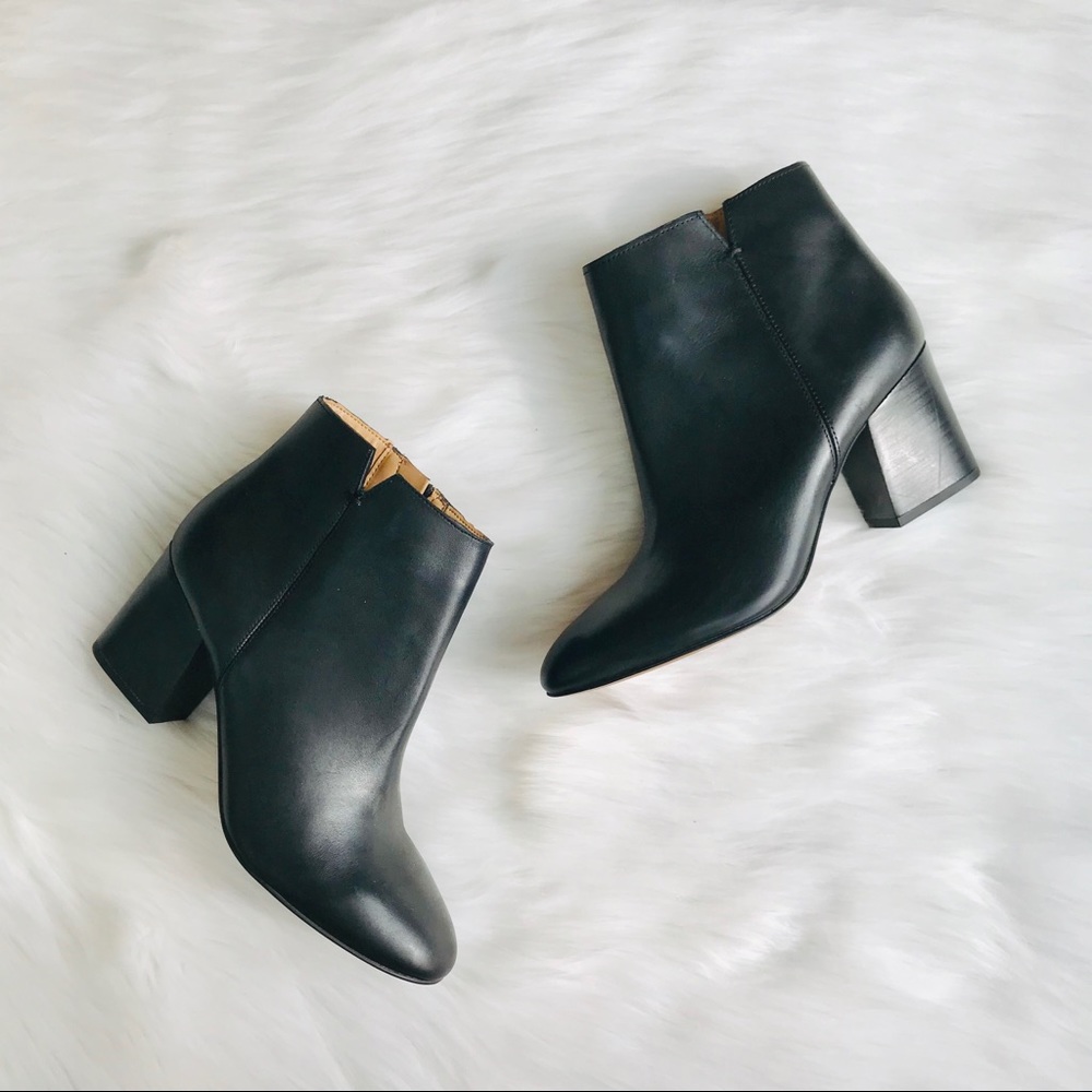 Franco Sarto Olympia Black Leather Ankle Boots